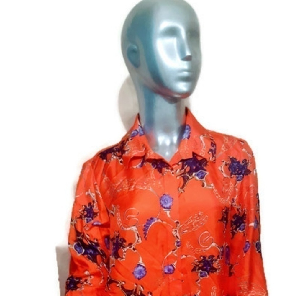 Altuzarra Red Orange Silk Blouse Size 40/8 NWT